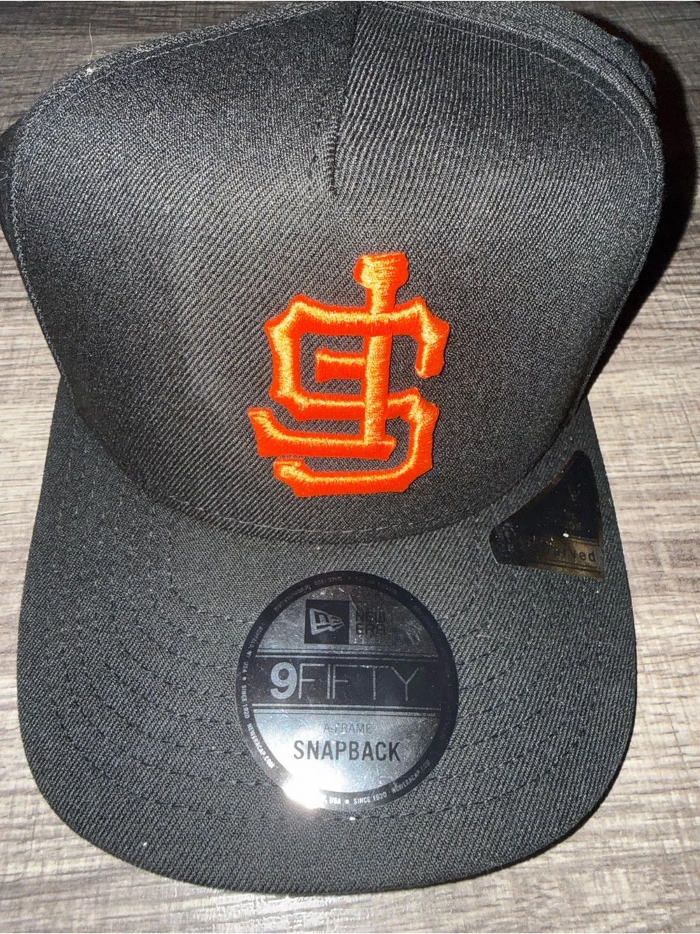 San Francisco Giants New Era Black Snapback with Orange Embroidered Logo